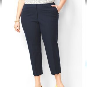 Talbots Navy Scallop Hem Slim Crop Curvy Pants 16W